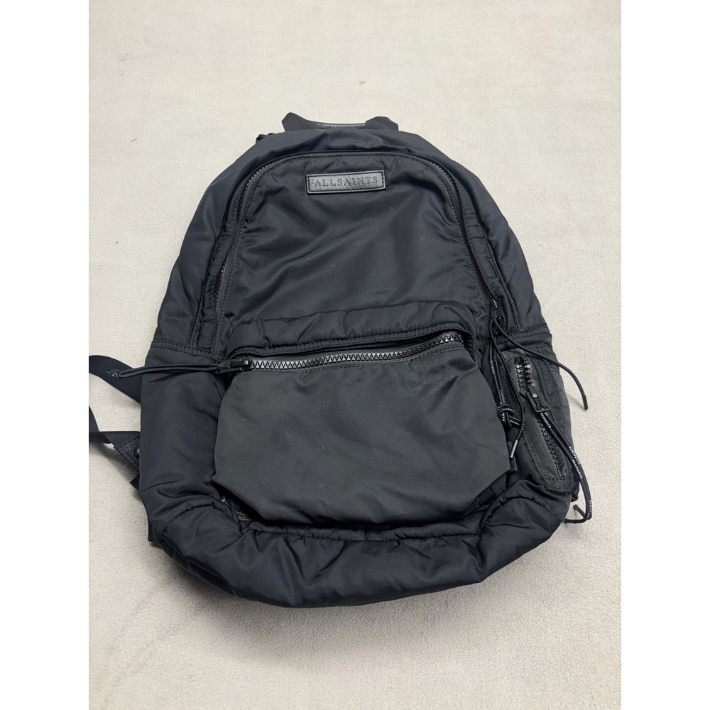 AllSaints Ridge Rucksack Black Nylon Leather Trim Backpack MB001Q Mens Womens